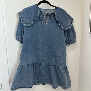 Blue Denim Ruffle Dress